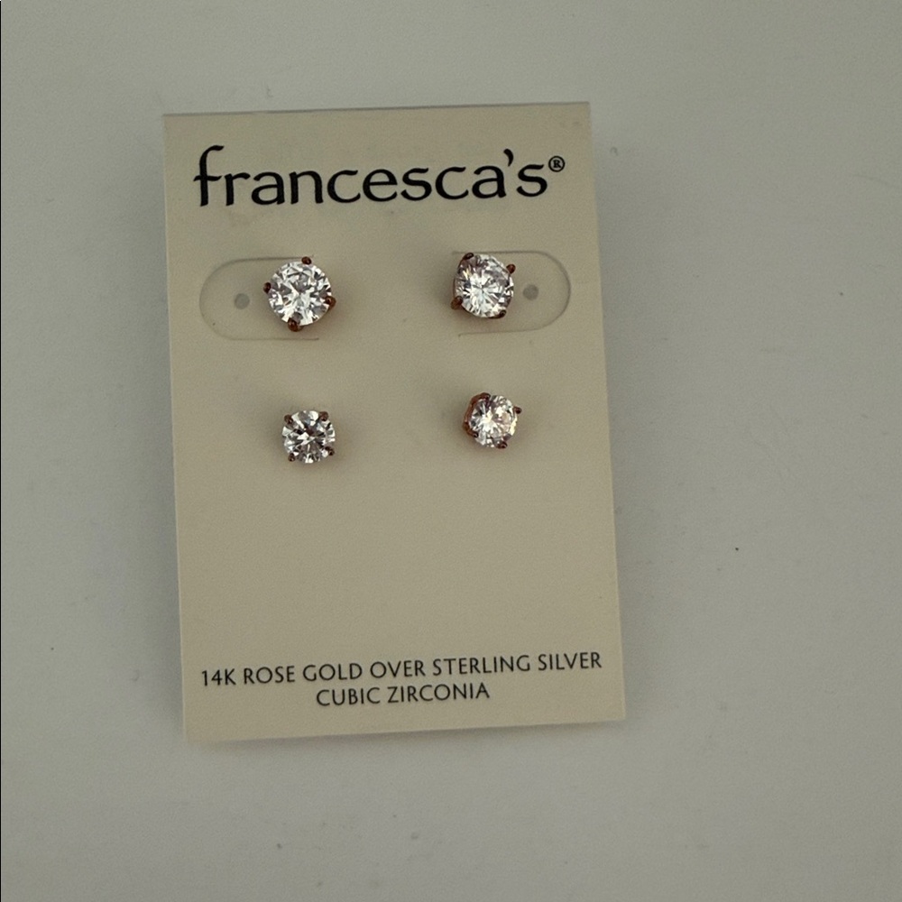 Francesca's Rose Gold and Silver Stud Earrings
